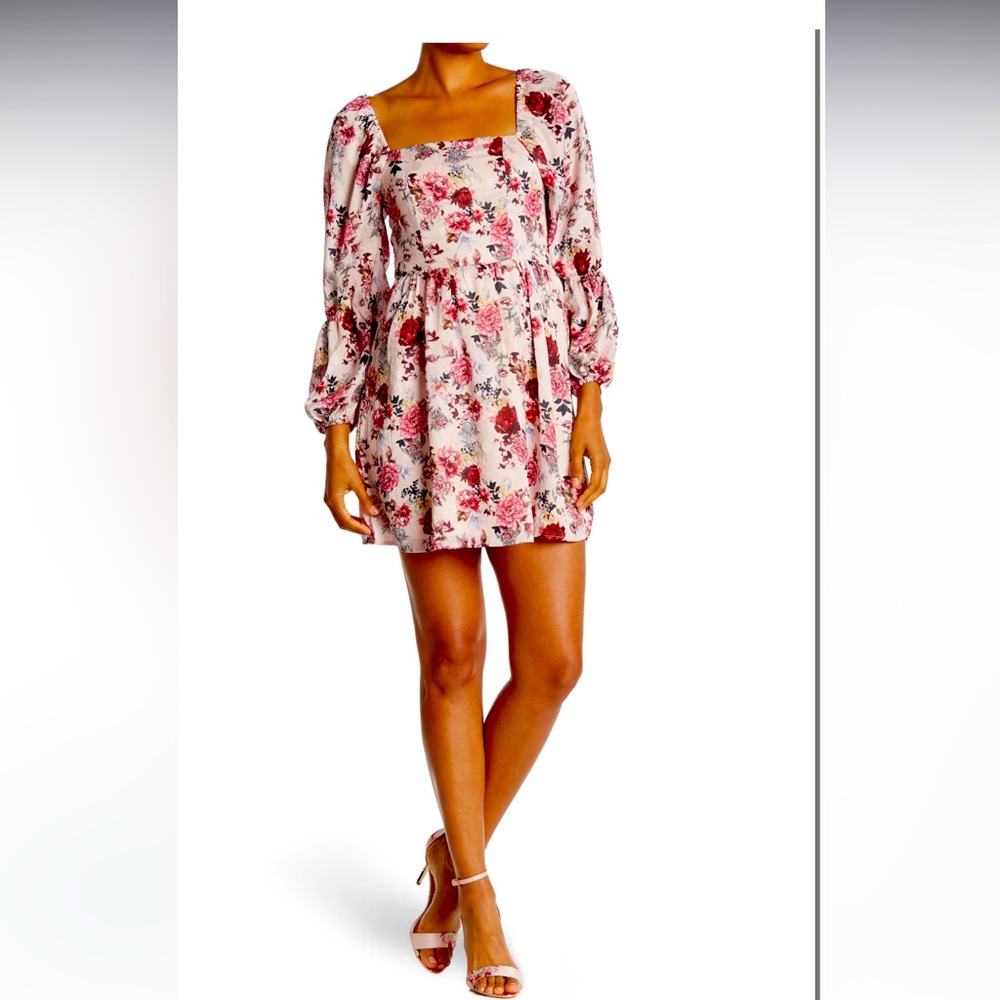 NSR floral square mini dress